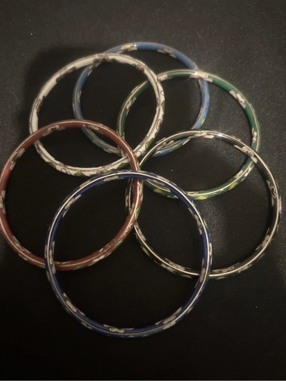 6 Small vintage Cloisonne Bangle Bracelets - Picture 2 of 7